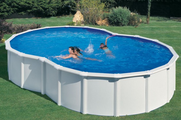 Piscina Gre Forma de OITO 500x340x120 Aço + Escada + Motor Com Filtro de Areia