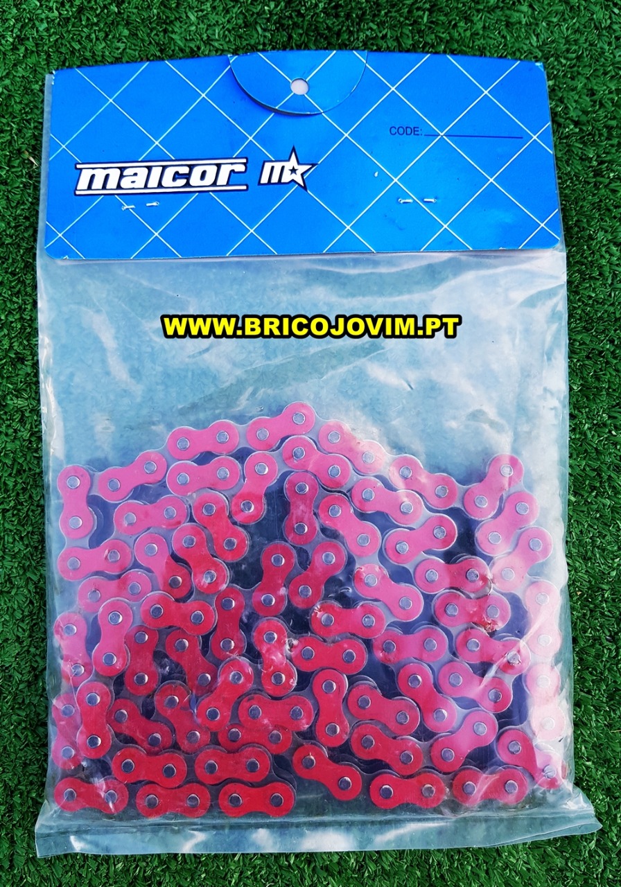 Corrente para Pit Bike 420x124  Reforçada - Cor Vermelho - Malcor