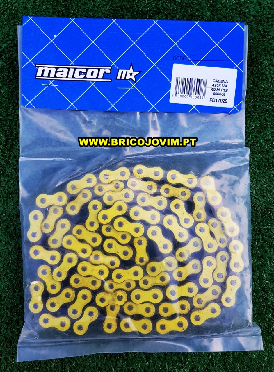 Corrente para Pit Bike 420x124 Reforçada - Cor Amarelo - Malcor