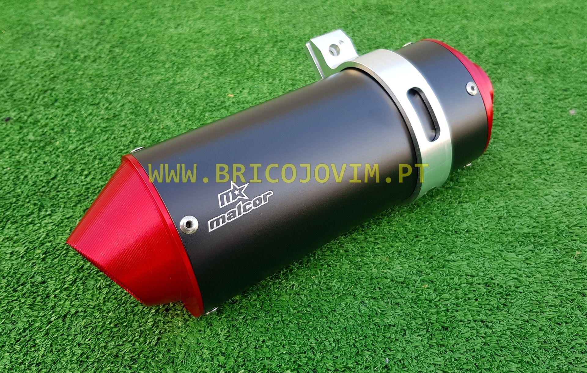 Ponteira de Escape Rendimento Oval em CNC para Pit Bike - Cor Preto/Vermelho - Malcor