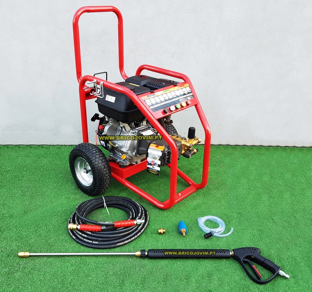 Máquina Lavar Alta Pressão Profissional - 247Bar - Motor Gasolina 13Cv - Bomba com Pistões Cerâmicos