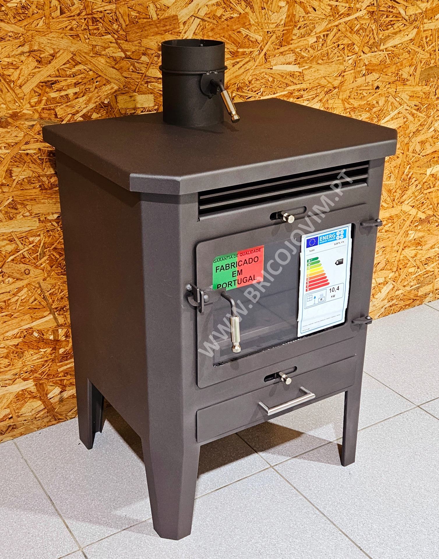 Salamandra a Lenha em Aço - Aquecimento 10.4Kw / 260m3