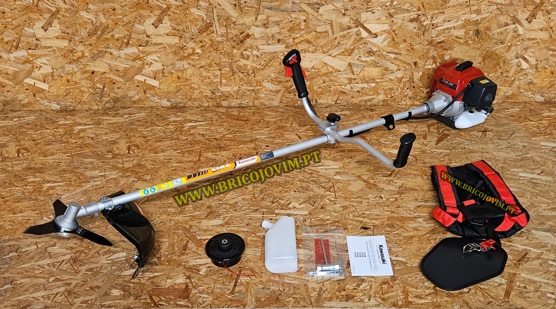 Roçadora Gasolina KAWASAKI TJ53E + Disco + Bobine de Fio + Colete