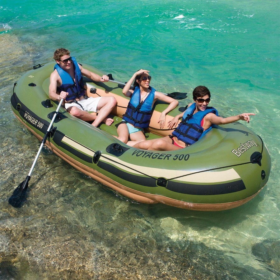 Barco Insuflável 348 x 142 + Suporte Canas Pesca + Remos + Bomba