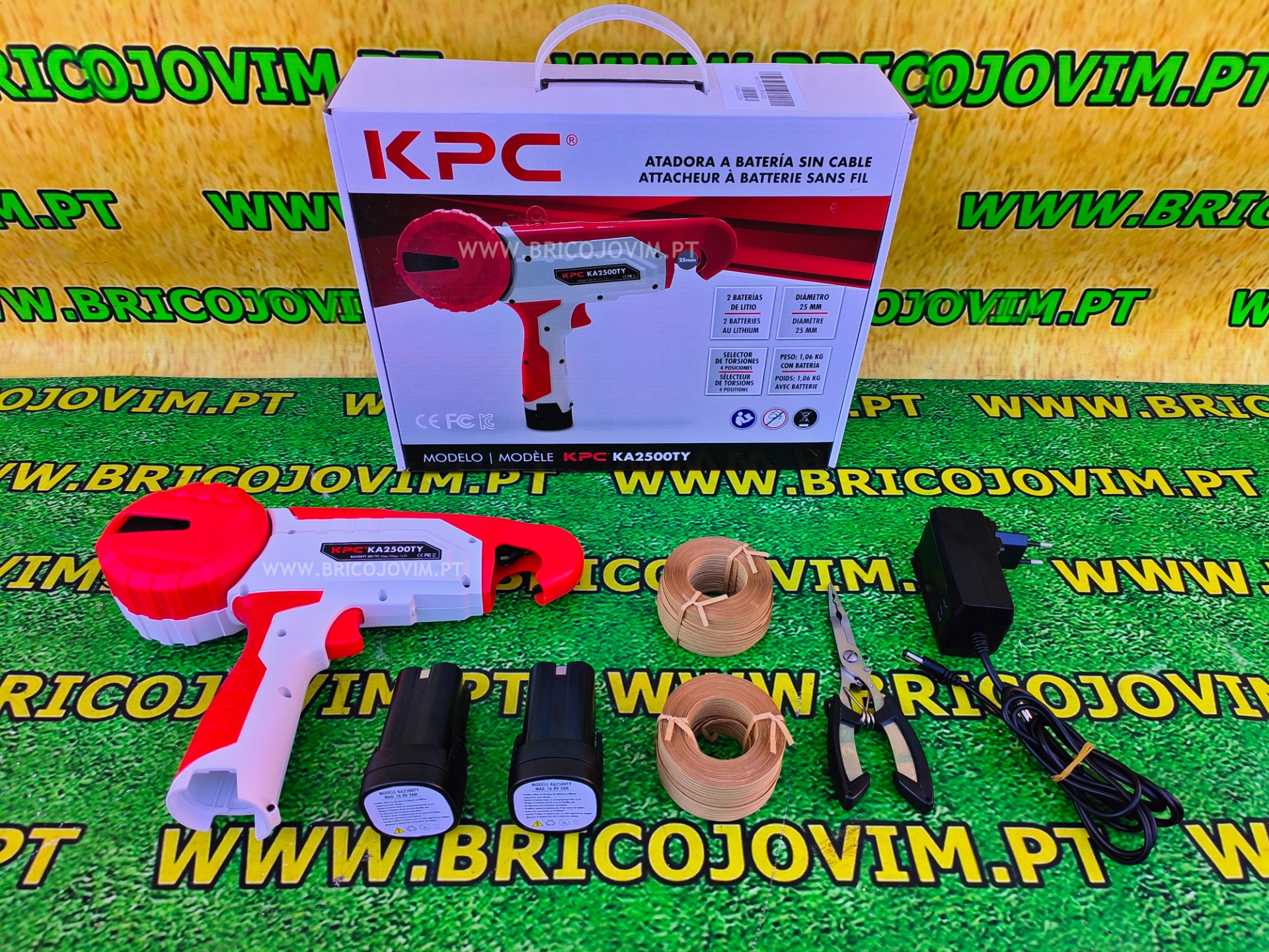 Atadora de Videiras Elétrica KPC - 2 Baterias LITHIUM 2Ah - 3 Rolos de Fio - Tesoura