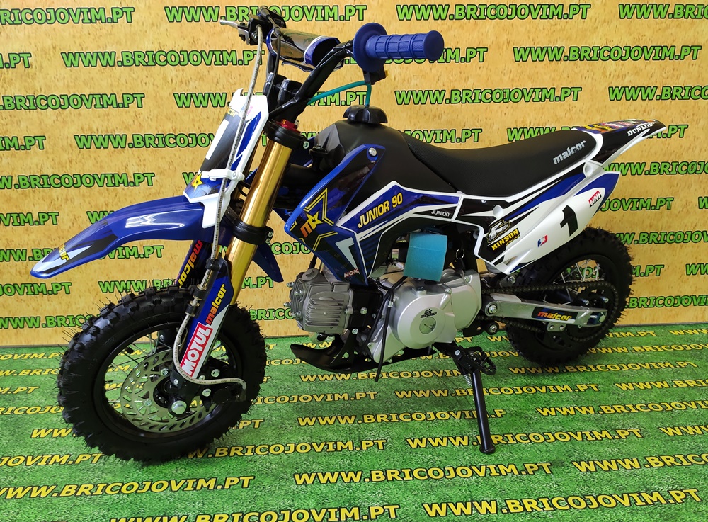 Pit Bike Cross Junior 90cc - Motor 4 tempos - Arranque elétrico - Caixa Automática - Suspensão Invertida