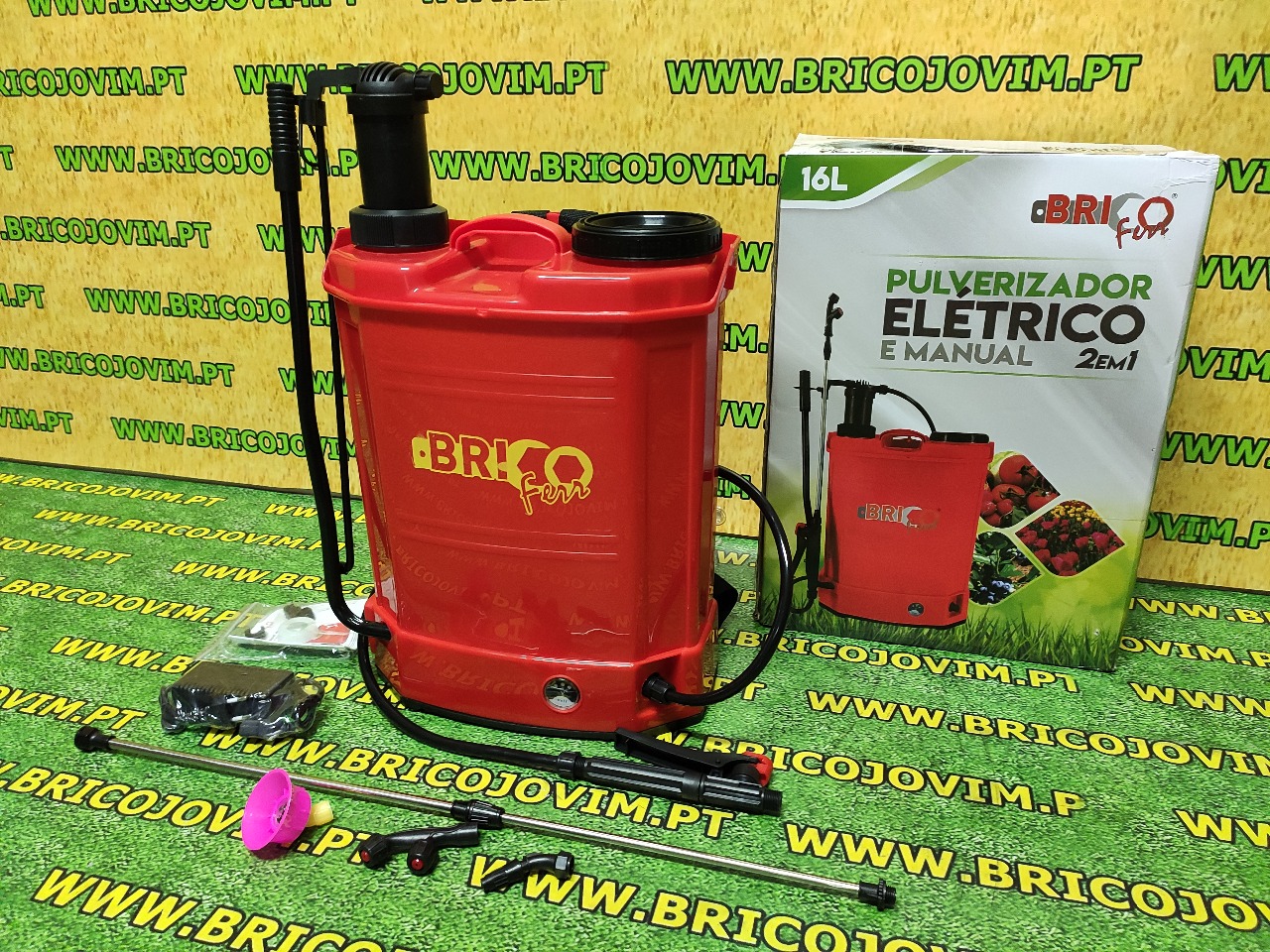 Pulverizador a Bateria + Manual - 2 em 1 - 16 Litros + Lança em Inox Extensível
