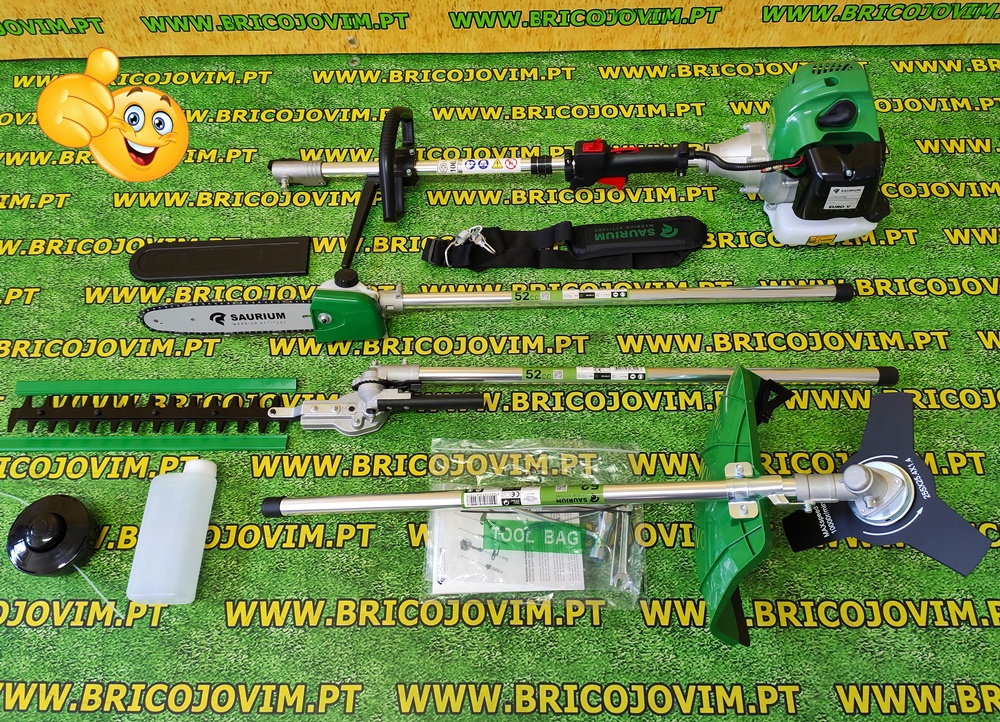Roçadora 4 em 1 Multifunções 52cc + Podadora + Corta Sebes