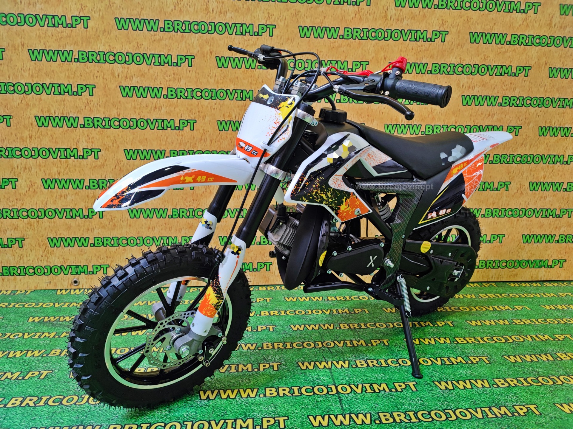 Mini Moto Cross Laranja - Motor 49cc Kit Potência - Chassis Reforçado - NOVO MODELO