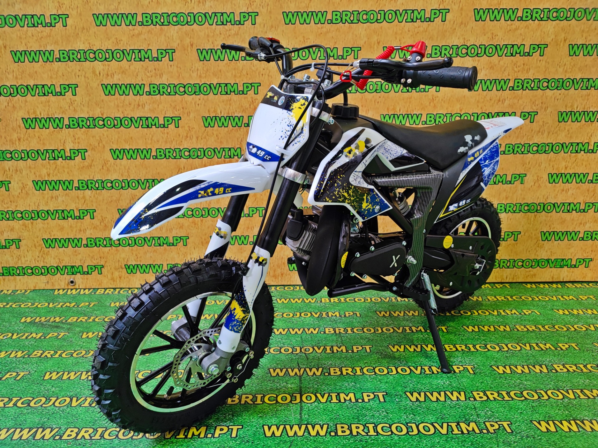 Mini Moto Cross Azul - Motor 49cc Kit Potência - Chassis Reforçado - NOVO MODELO