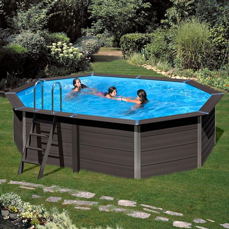 Piscina Gre Oval em Composite - 5.24 x 3.86 x 1.24 + Escada INOX + Filtro Areia + Tapete
