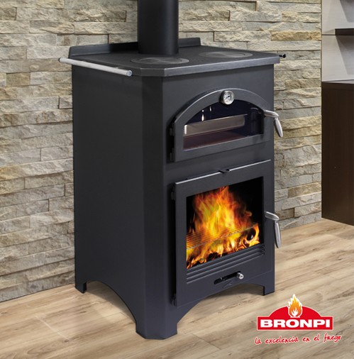 Salamandra a Lenha 9Kw - Modelo Monza - Com Forno Inox