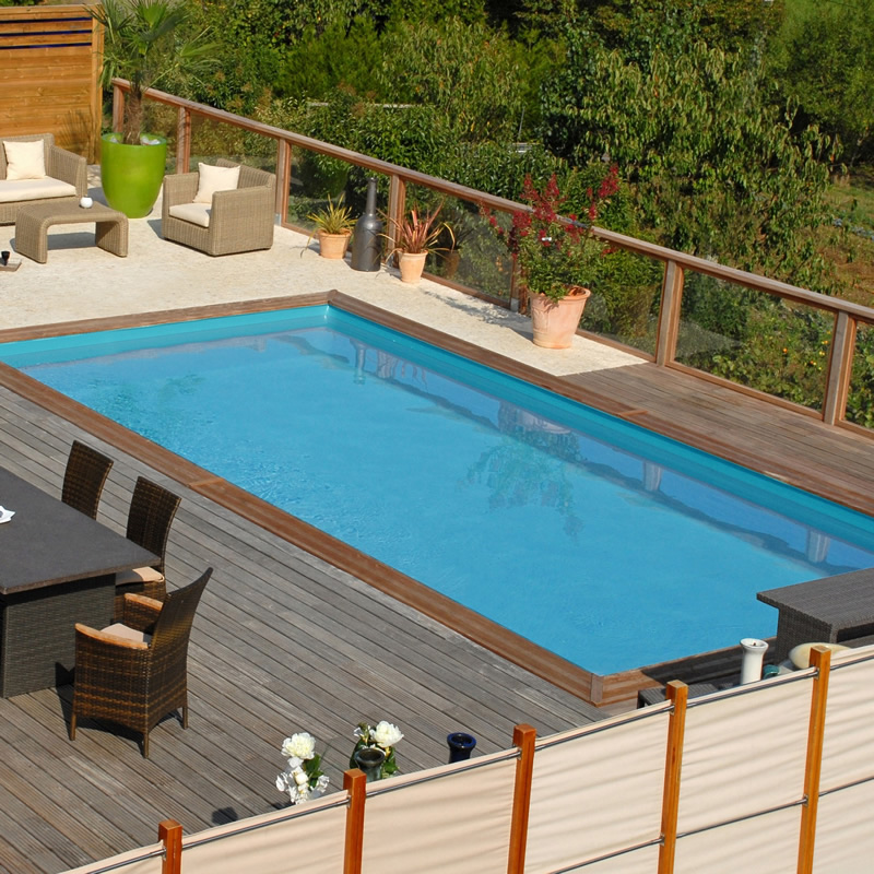 Piscina Gre Retangular em MADEIRA - 6.20 x 4.20 x 1.33 + Escada INOX + Filtro Areia + Tapete