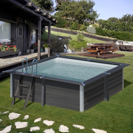 Piscina Gre Quadrada em Composite - 3.26 x 3.26 x 96 + Escada INOX + Filtro Areia + Tapete
