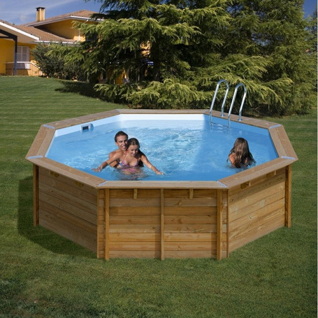 Piscina Gre Redonda em MADEIRA - 5.00 x 1.27 + Escada INOX + Filtro Areia + Tapete