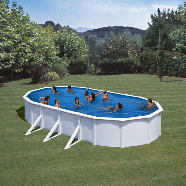 Piscina Gre Oval 730x375x120 + Filtro Areia + Escada - KIT730ECO