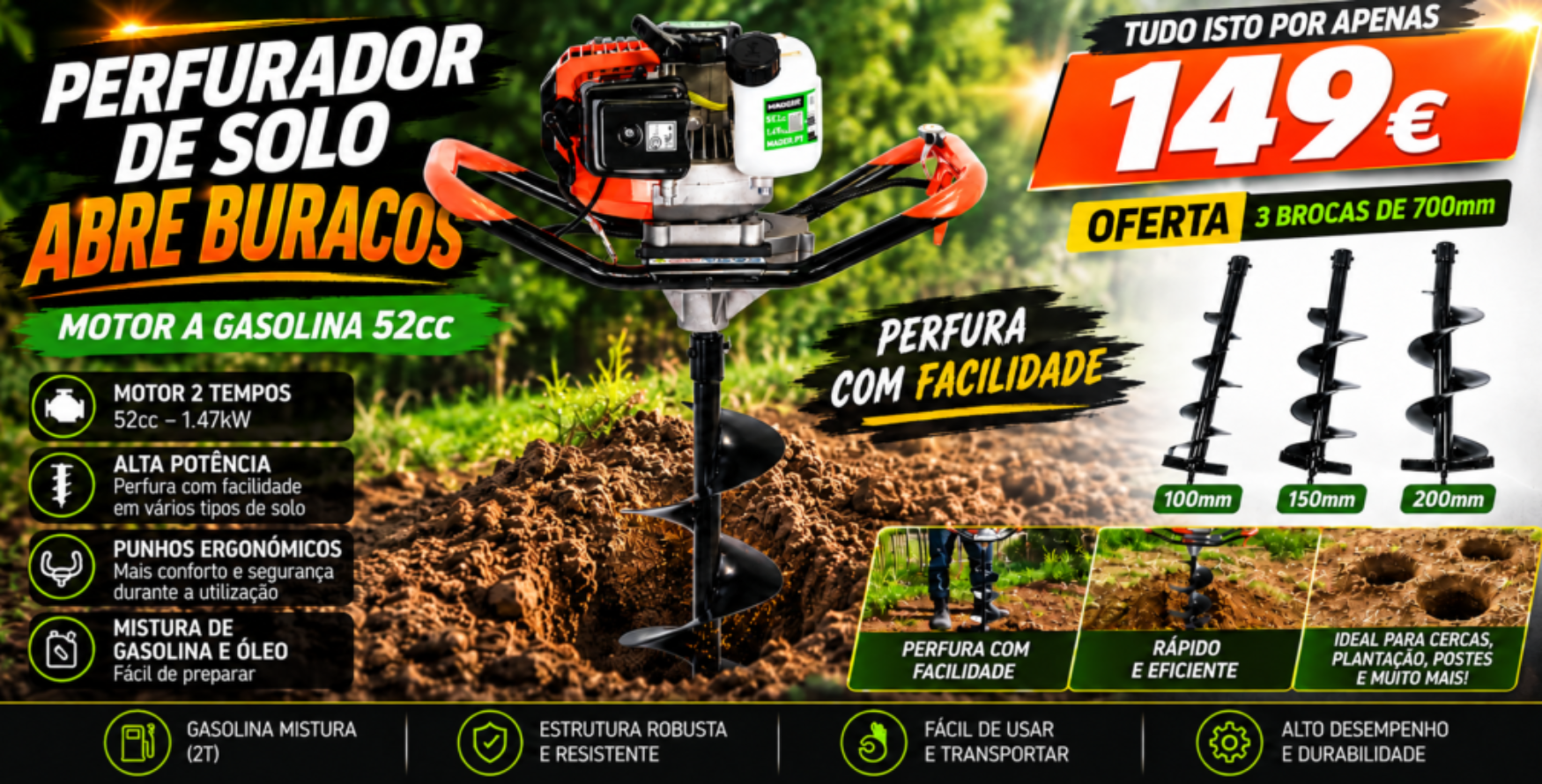 Perfurador 3 Brocas 149€